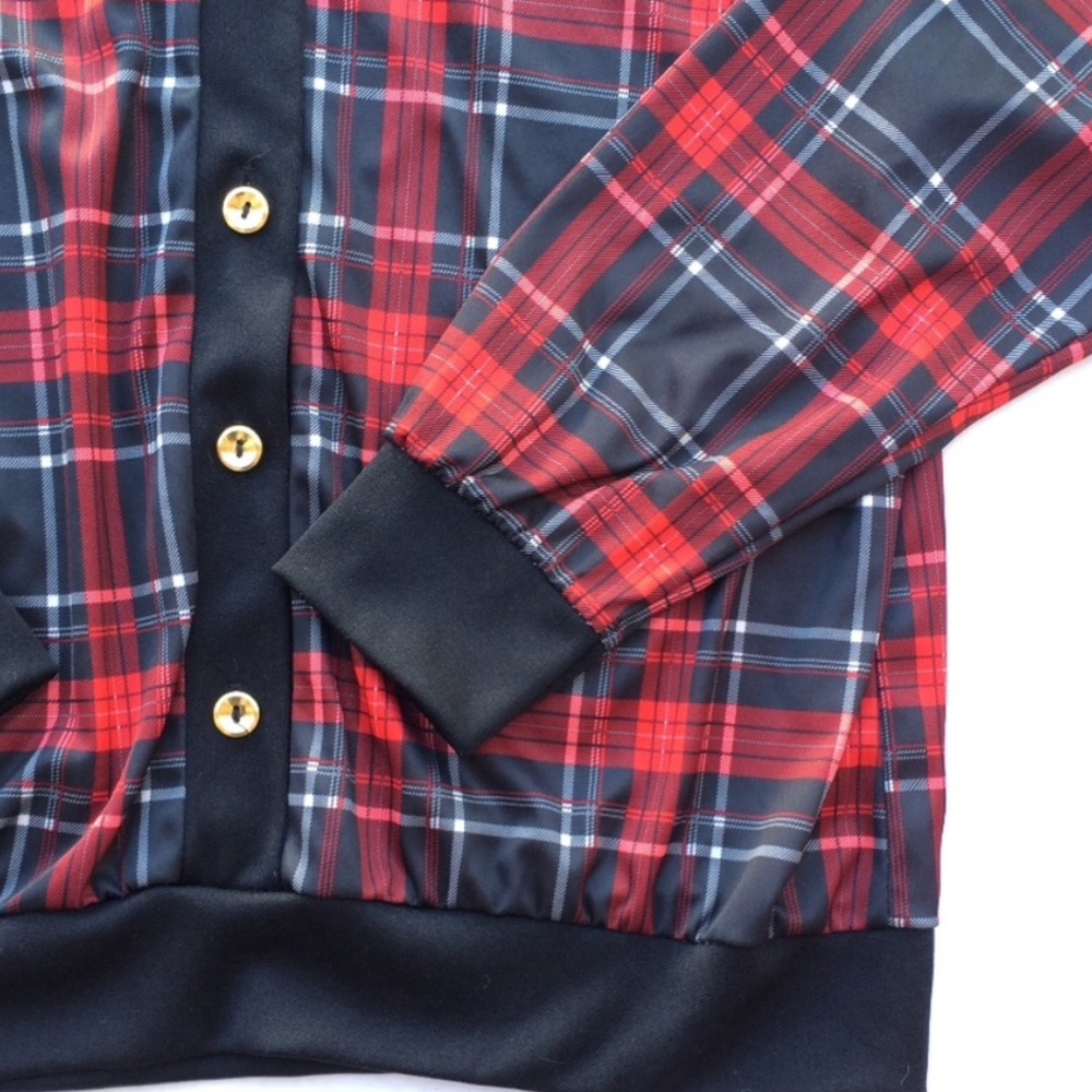 Vintage Grunge Tartan Plaid Gold Button Cardigan - Picture 2 of 5